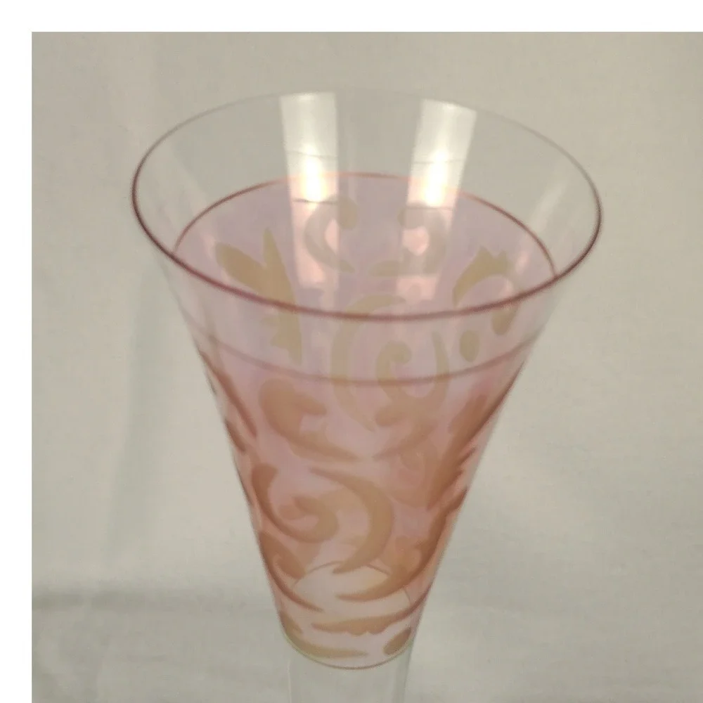 Elegant Pink Swirl Champagne Flute Glass Tall Stemware